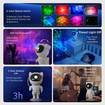 Lampa projekcije zvijezdanog neba u stilu astronauta, Bluetooth zvučnik, USB napajanje, daljinski upravljač