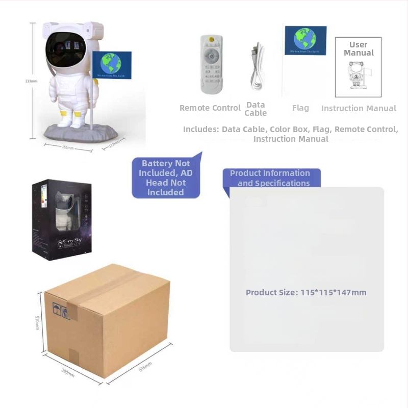 Lampa projekcije zvijezdanog neba u stilu astronauta, Bluetooth zvučnik, USB napajanje, daljinski upravljač