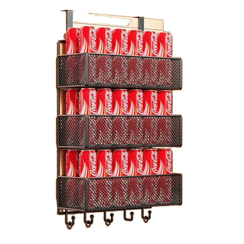 Стенно рафт-органайзер за хладилник, многослоен дизайн за фолио и подправки, монтаж без пробиване