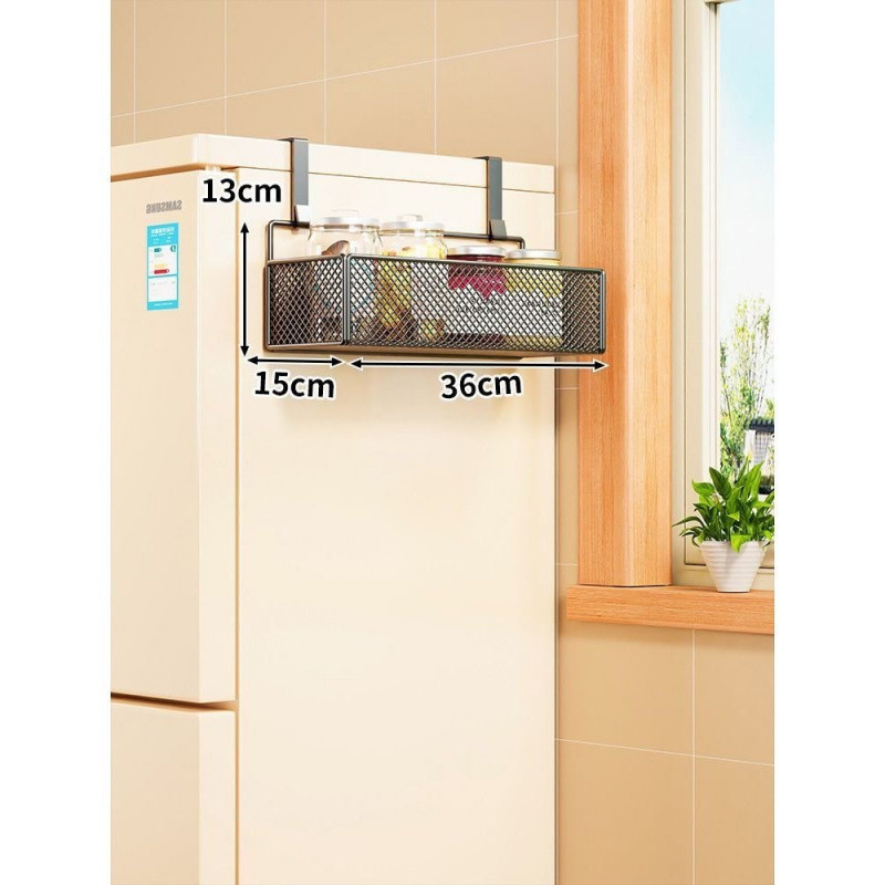 Стенно рафт-органайзер за хладилник, многослоен дизайн за фолио и подправки, монтаж без пробиване