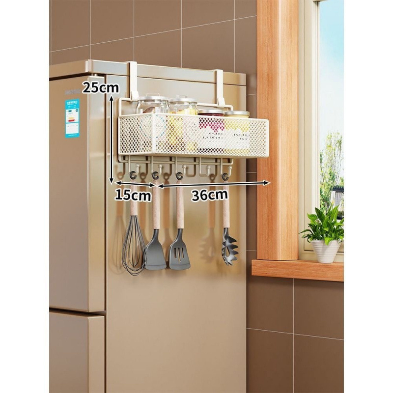Стенно рафт-органайзер за хладилник, многослоен дизайн за фолио и подправки, монтаж без пробиване