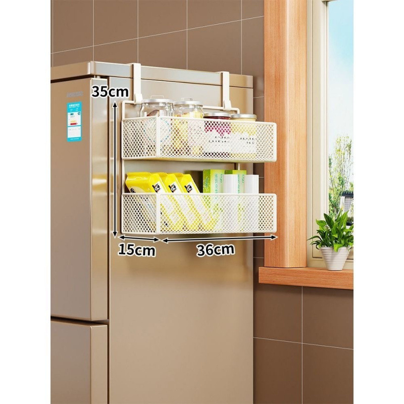 Стенно рафт-органайзер за хладилник, многослоен дизайн за фолио и подправки, монтаж без пробиване