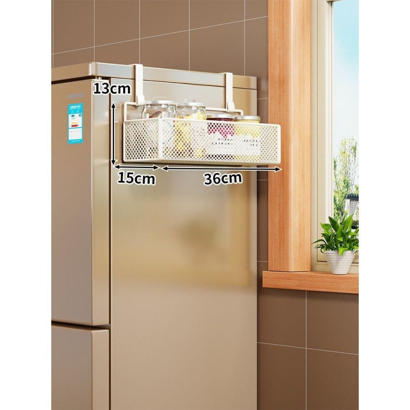 Стенно рафт-органайзер за хладилник, многослоен дизайн за фолио и подправки, монтаж без пробиване