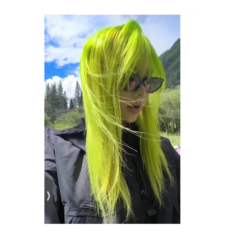 Perika u stilu zvjezdane mode s bangs, vlakno visoke temperature, univerzalna prilagodba, modifikacija oblika lica