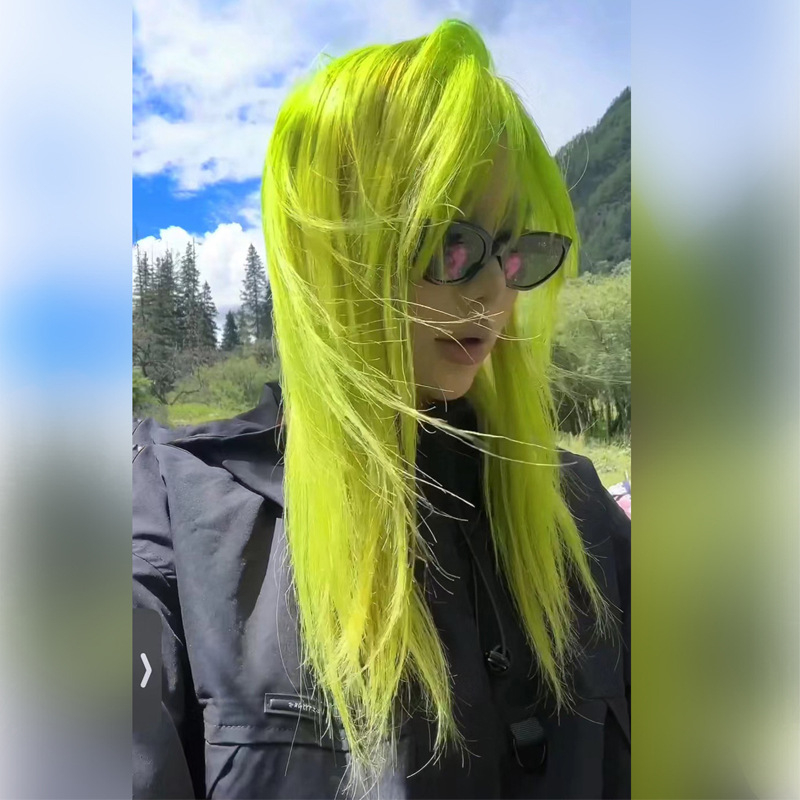 Perika u stilu zvjezdane mode s bangs, vlakno visoke temperature, univerzalna prilagodba, modifikacija oblika lica