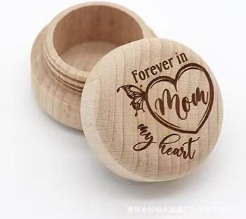 Kružna drvena kutija za uspomene na mliječne zube i dječju kosu