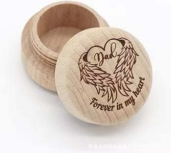 Kružna drvena kutija za uspomene na mliječne zube i dječju kosu