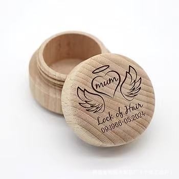 Kružna drvena kutija za uspomene na mliječne zube i dječju kosu