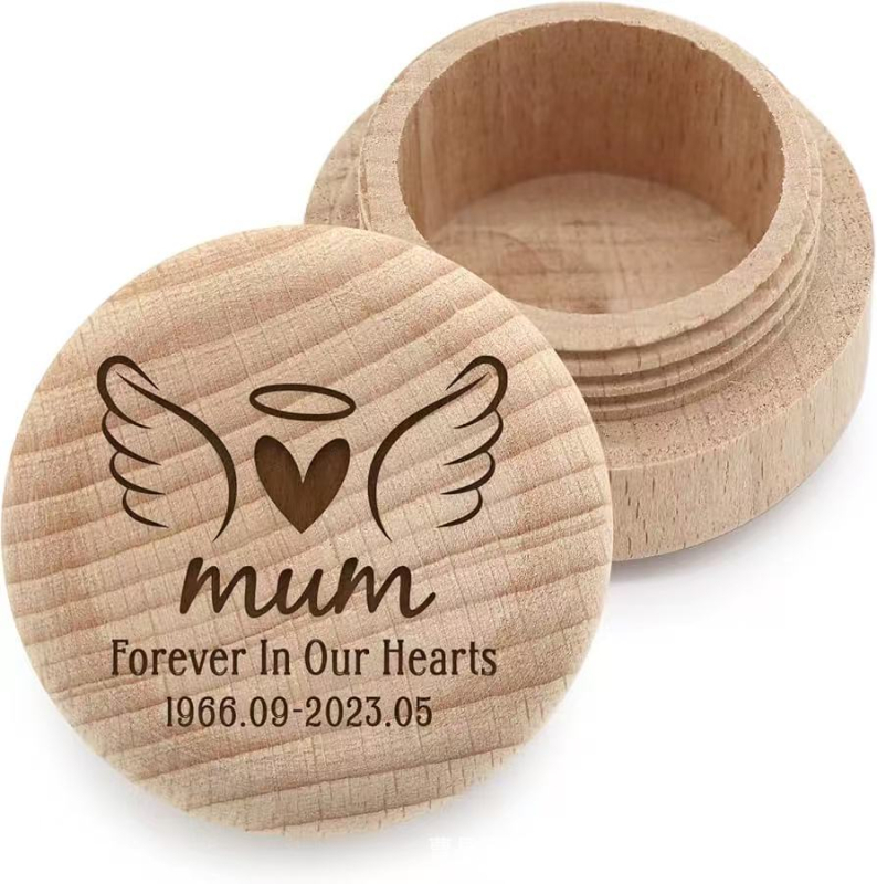 Kružna drvena kutija za uspomene na mliječne zube i dječju kosu