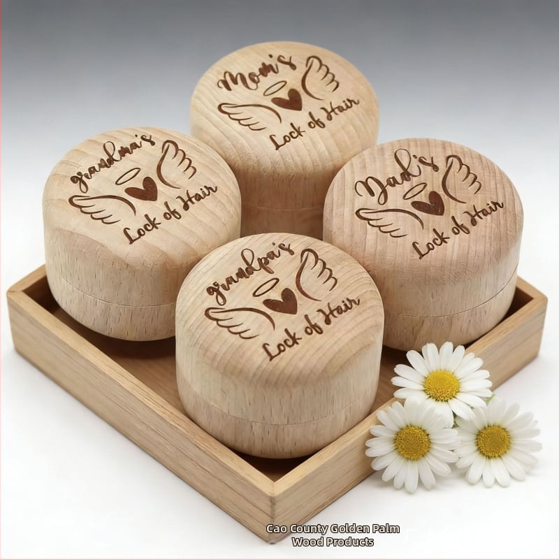Kružna drvena kutija za uspomene na mliječne zube i dječju kosu