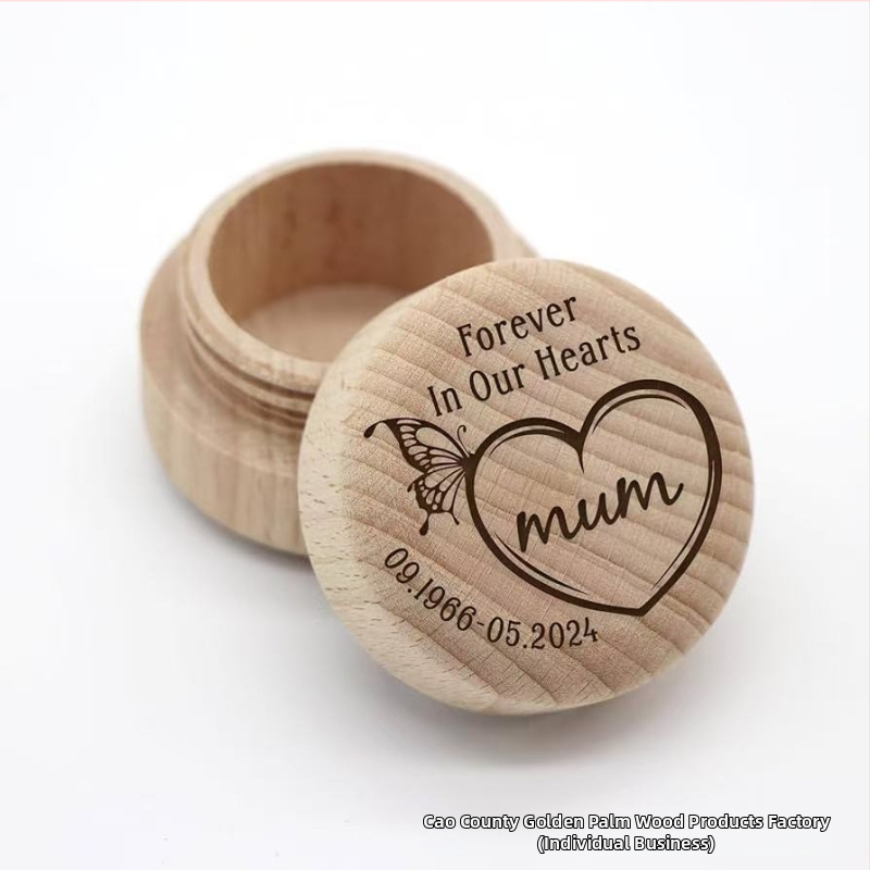 Kružna drvena kutija za uspomene na mliječne zube i dječju kosu