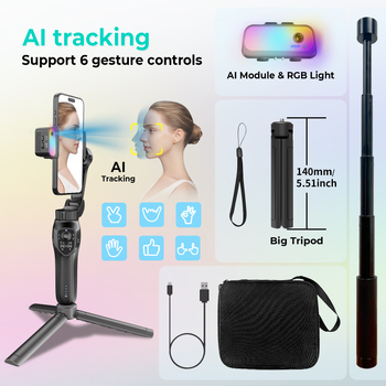 Comitok стабилизатор за мобилен телефон, ръчен сгъваем гимбал, анти-трептене, Bluetooth, ABS конструкция