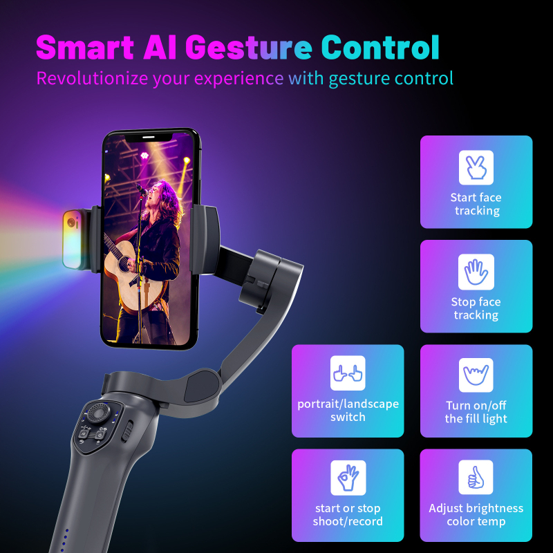 Comitok стабилизатор за мобилен телефон, ръчен сгъваем гимбал, анти-трептене, Bluetooth, ABS конструкция