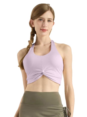 Ženski halter-top za jogu, brzo sušeći materijal, umetci za grudi, otvoren leđa