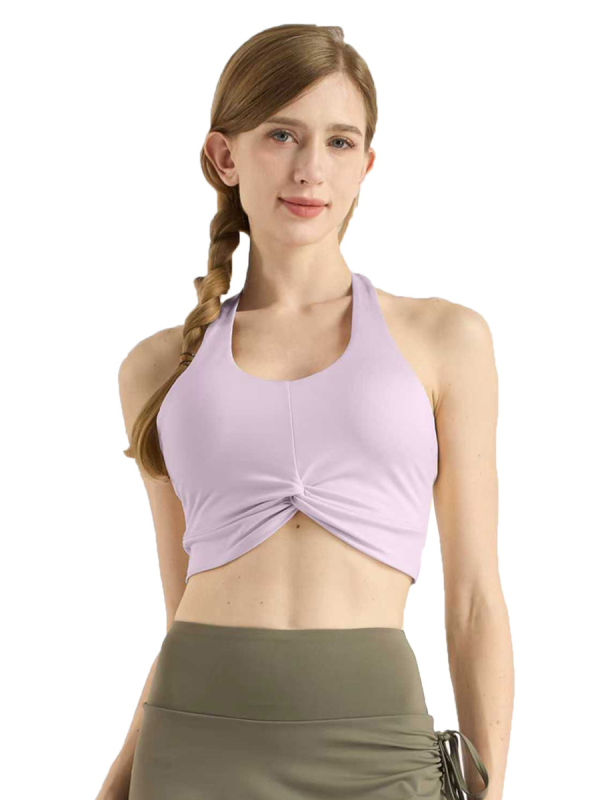 Ženski halter-top za jogu, brzo sušeći materijal, umetci za grudi, otvoren leđa