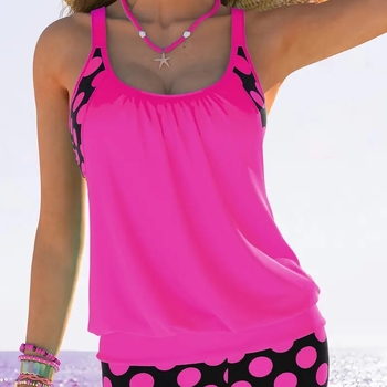 Tankini kupaći s točkicama, bez rukava, s umetkom za grudi, 82% najlon / 18% elastin, 210 g/m2