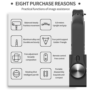 Гимбал стабилизатор SK-A4, едноосен стабилизатор, ABS+алюминиева сплав, Bluetooth, дистанционно управление