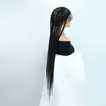 Egzotična perika s potpuno čipkastim pokrovom, ručno heklane pletenice, bangs, kosa od japanskog svile, model Jj-w-80-5