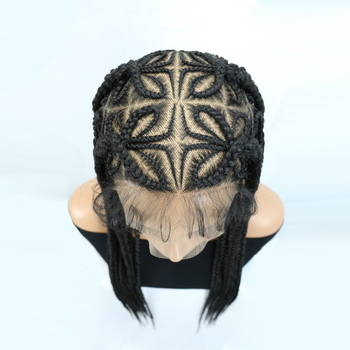 Egzotična perika s potpuno čipkastim pokrovom, ručno heklane pletenice, bangs, kosa od japanskog svile, model Jj-w-80-5