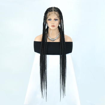 Egzotična perika s potpuno čipkastim pokrovom, ručno heklane pletenice, bangs, kosa od japanskog svile, model Jj-w-80-5