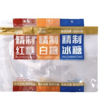 Универсална опаковъчна торбичка за захар, с тристранно запечатване и цип, прозрачен пластмасов пакет, подходяща за опаковане на рафинирана и кафява захар