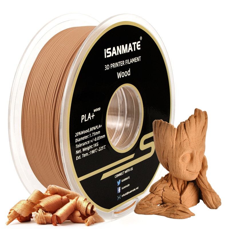 PLA drveni filament za 3D ispis, kružni presjek, 1 kg, duljina 330-340 m, gustoća 1,25 g/cm³, disk oblik