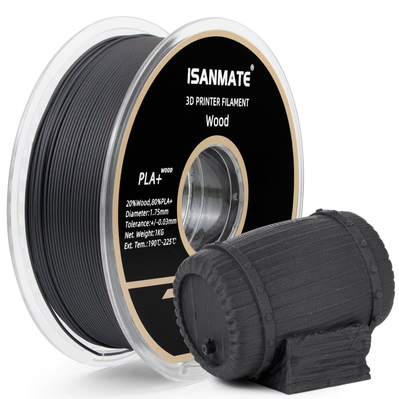 PLA drveni filament za 3D ispis, kružni presjek, 1 kg, duljina 330-340 m, gustoća 1,25 g/cm³, disk oblik