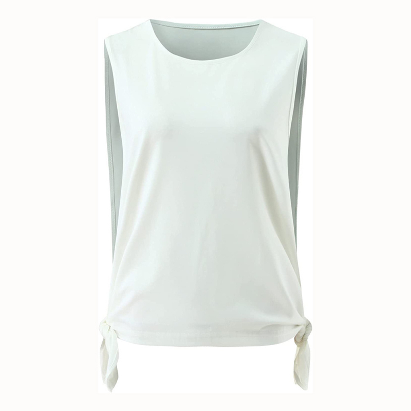 Joga top s remenima i razdjeljak, brzo suši, labav kroj, kratka duljina, bez umetka za prsa, Materijal: milk silk, 95% poliester