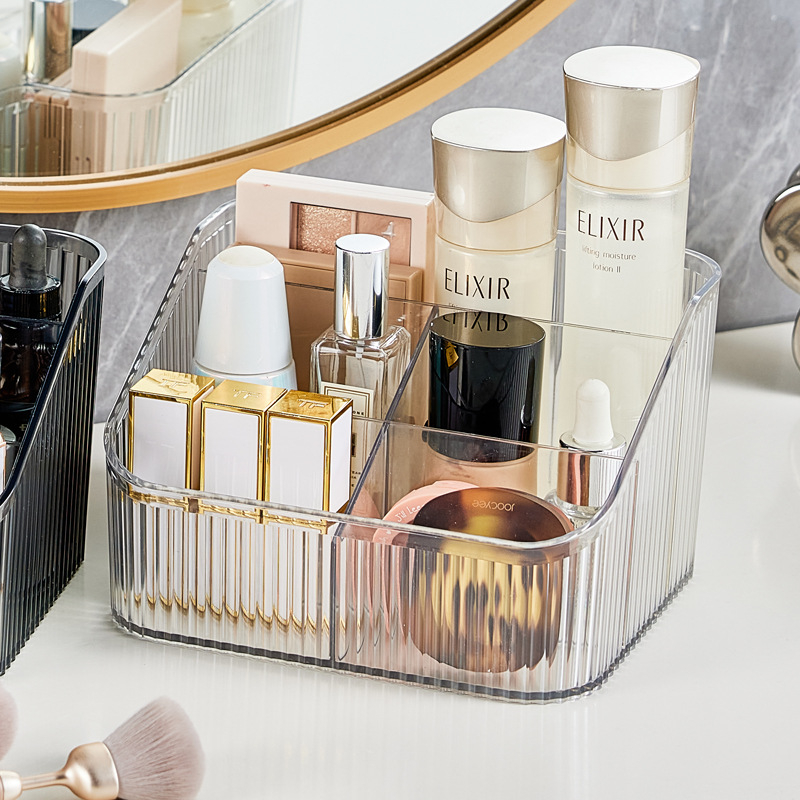 Organizator de machiaj pentru birou, cu separatoare – Material PET, 1 compartiment, Stil Light Luxury