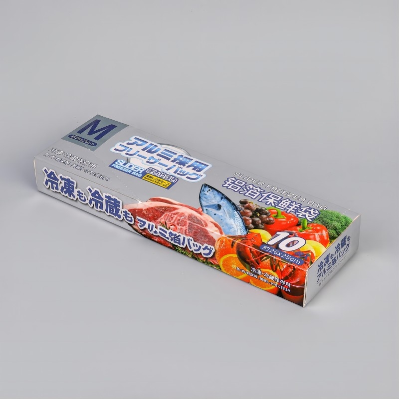 Хранителна торба с антибактериално алуминиево фолио, цип за хладилник/замразяване, самозалепваща и порционираща