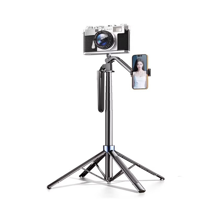Tripod pentru telefon cu montaj dual pentru live streaming și filmare în aer liber (Material: Alt; Fără telecomandă; Fără Bluetooth; Fără iluminare)