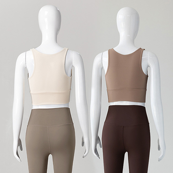 Ženski joga top s čvrstim košaricama, brzo suši, uski kroj, materijal najlon-spandeks, duljina struka