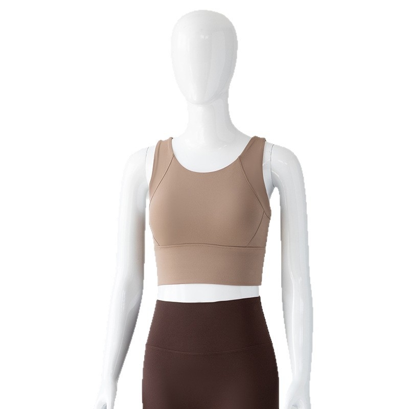 Ženski joga top s čvrstim košaricama, brzo suši, uski kroj, materijal najlon-spandeks, duljina struka