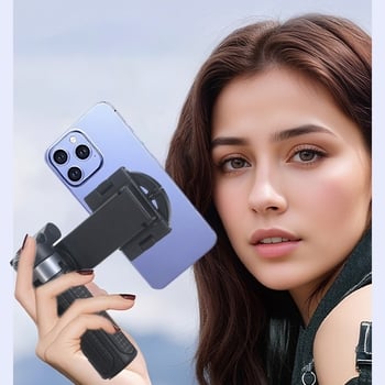 Мини магнитна селфи стика със триножна стойка — алуминиев корпус, магнитно закрепване, Bluetooth, дистанционно управление, вградена светлина