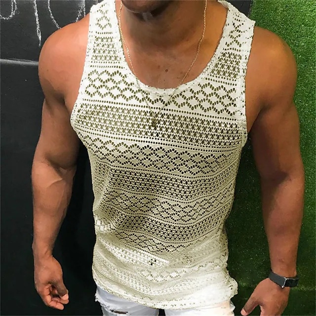 Muški potkošulja bez rukava - uski kroj, najlon smjesa 50%, tanak materijal, hip-hop stil, ljeto