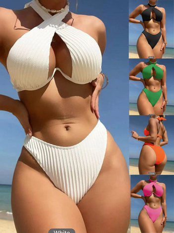 Bikini set - visoki struk, leđa otvorena; 82% poliester, 220 g, podstava 95% poliester