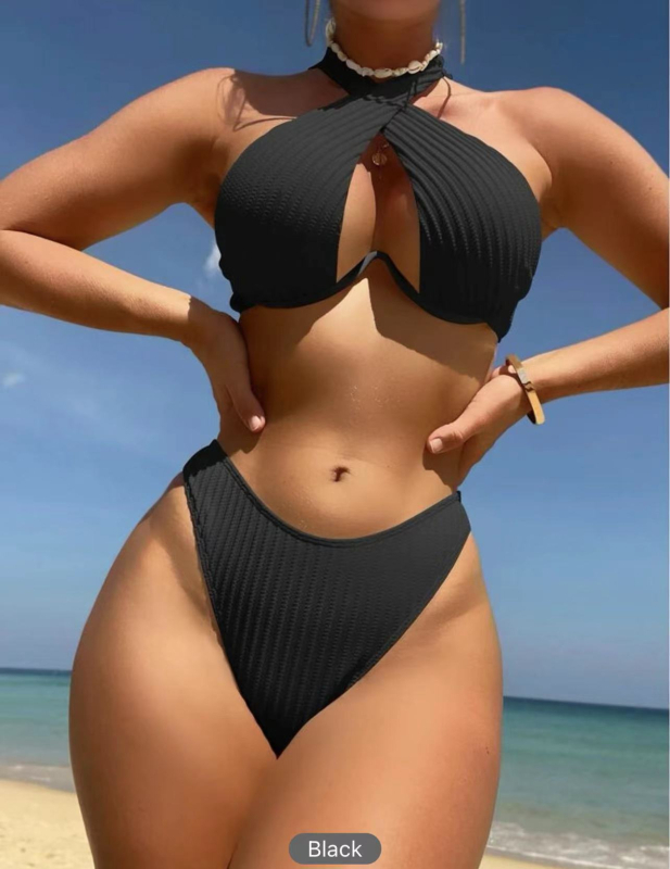 Bikini set - visoki struk, leđa otvorena; 82% poliester, 220 g, podstava 95% poliester