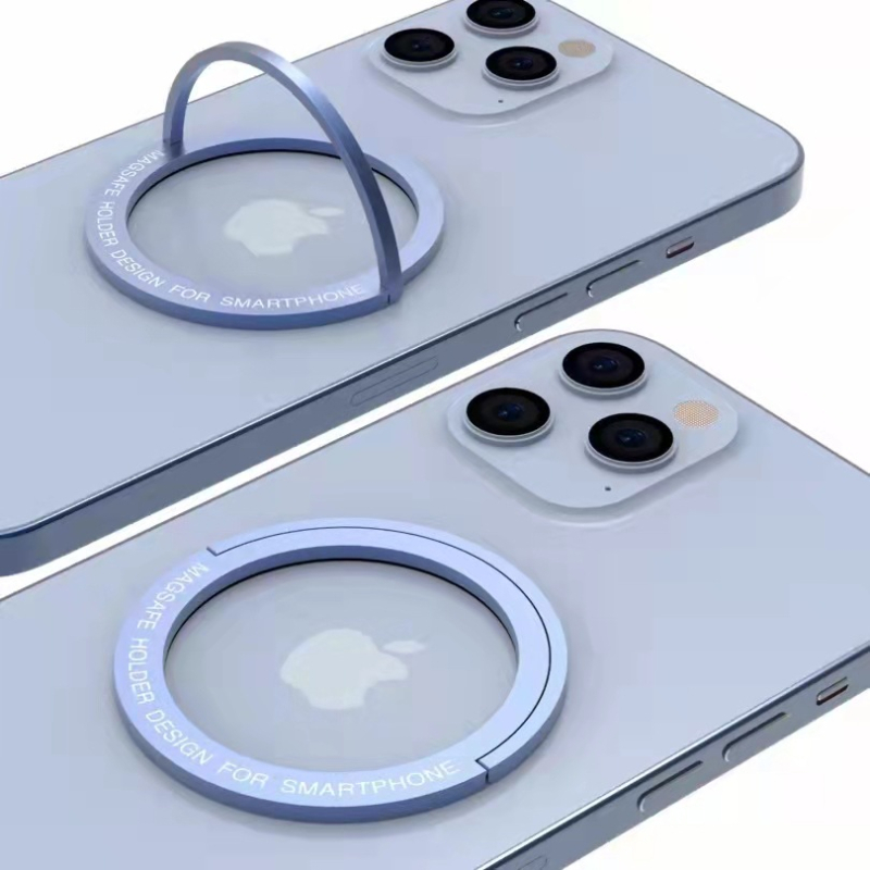 Безжичен заряден държач за телефон с магнитно всмукване и пръстен-стойка, цинкова сплав, съвместим с Apple iPhone, персонализируем