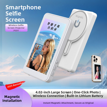Магнитен заден екран-проектор за мобилен телефон — Selfie Display, ABS, Bluetooth, дистанционно включено, персонализируемо, съвместимо с Android, iPhone 16 и Huawei