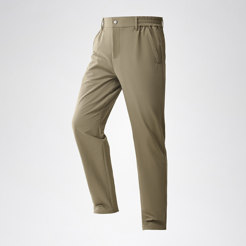 Muške najlon hlače ravnog kroja, poslovno- casual stil, visok struk, zip zatvarač, tanko tkivo, visoka elastičnost