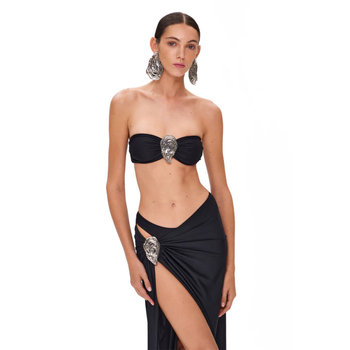 Bikini set bez naramenica, s jastučićima za prsni koš, jednostavnog uzorka, poliester tkanina.
