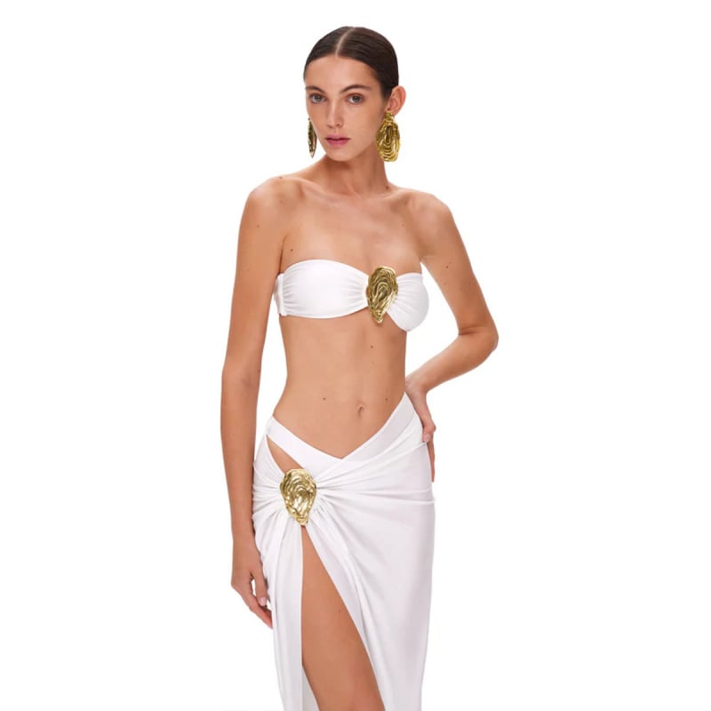Bikini set bez naramenica, s jastučićima za prsni koš, jednostavnog uzorka, poliester tkanina.