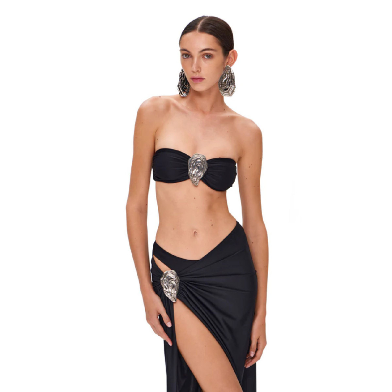 Bikini set bez naramenica, s jastučićima za prsni koš, jednostavnog uzorka, poliester tkanina.