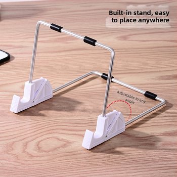 Stolný dvojstranný skladací stojan pre telefón a tablet, s nastaviteľným uhlom, z hliníkovej zliatiny a ABS panelom