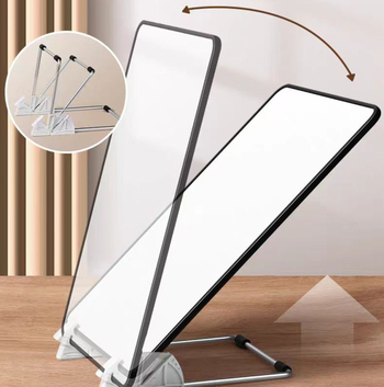 Десктопна двустранна сгъваема стойка за телефон и таблет с регулируем ъгъл, алуминиева сплав и ABS панел