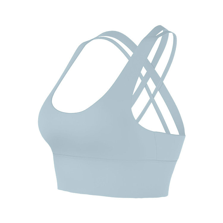 Ženski sportski grudnjak s brzom sušenjem, dojam nude, visoka elastičnost, križno stražnji dio, ugrađena podstava, najlon materijal