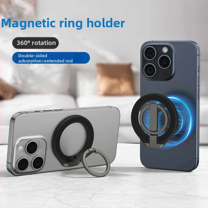 Magnetický držiak na telefón s dvojstranným magnetom, 360° otočný, kovová konštrukcia, kompatibilný s Apple a Android