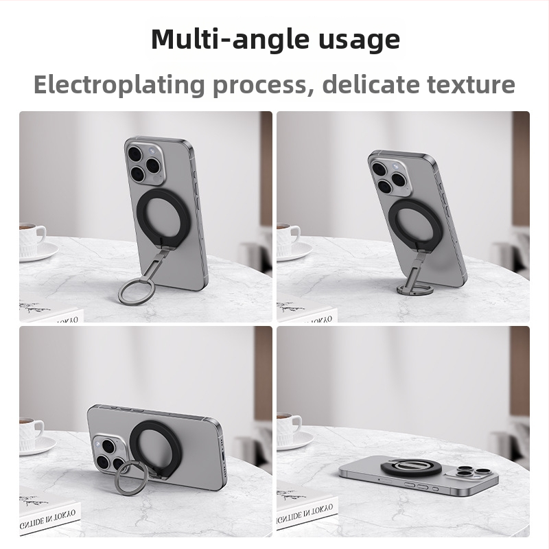 Magnetický držiak na telefón s dvojstranným magnetom, 360° otočný, kovová konštrukcia, kompatibilný s Apple a Android