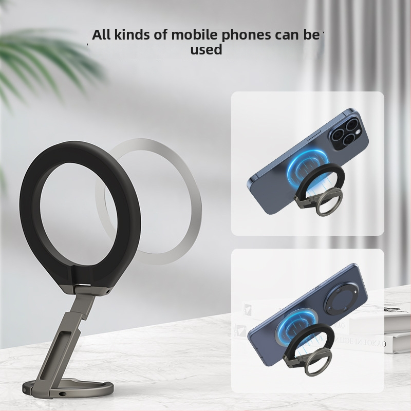 Magnetický držiak na telefón s dvojstranným magnetom, 360° otočný, kovová konštrukcia, kompatibilný s Apple a Android
