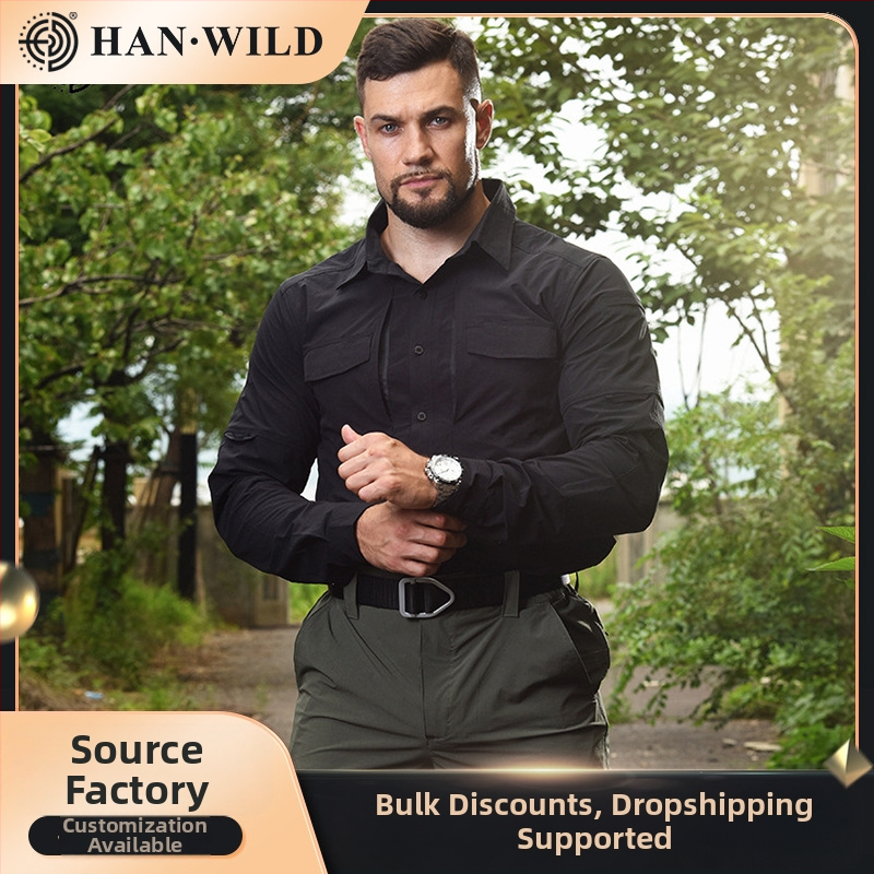 Hanye Outdoor rýchloschná košeľa s dlhým rukávom, nylon + spandex, unisex, jednobarevný vzor, na beh, cyklistiku a turistiku